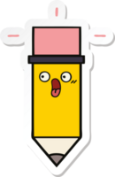 sticker of a cute cartoon pencil png