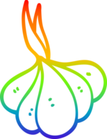 rainbow gradient line drawing of a cartoon sprouting garlic png