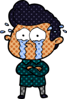 cartoon crying man with crossed arms png