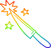 rainbow gradient line drawing of a sharp kitchen knife png