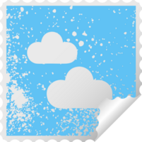 distressed square peeling sticker symbol of a snow cloud png