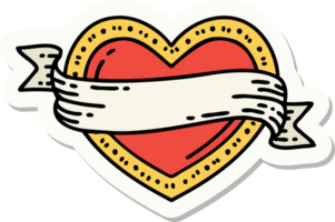 sticker of tattoo in traditional style of a heart and banner png