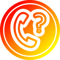 telephone handset with question mark circular icon with warm gradient finish png