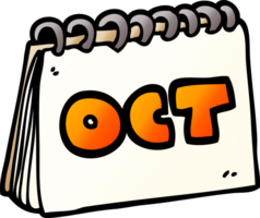 cartoon doodle calendar showing month of october png