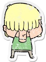 distressed sticker of a cartoon boy with untidy hair png