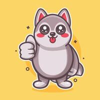 funny husky dog animal character mascot with thumb up hand gesture isolated cartoon vector