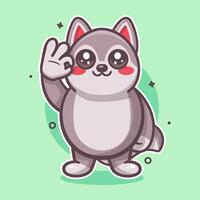 funny husky dog animal character mascot with ok sign hand gesture isolated cartoon vector