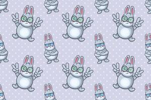 funny rabbit animal character seamless pattern illustration vector