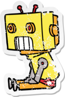 distressed sticker of a cartoon robot png