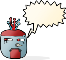 Cartoon Gold Roboterkopf mit Sprechblase png