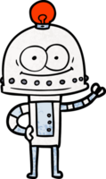 happy carton robot with light bulb png