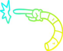 cold gradient line drawing of a cartoon pointing hand png