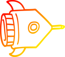 warm gradient line drawing of a cartoon spaceship png