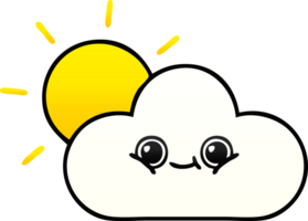 gradient shaded cartoon of a sun and cloud png