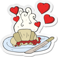 sticker of a cartoon tasty breakfast croissant png