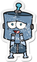 distressed sticker of a cartoon robot png