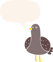 cartoon bird with speech bubble in retro style png