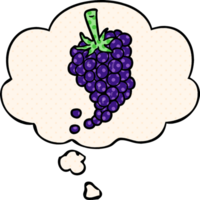 cartoon grapes with thought bubble in comic book style png