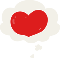 cartoon love heart with thought bubble in retro style png