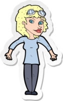 sticker of a cartoon woman wearing goggles png