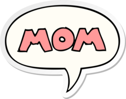 cartoon word mom with speech bubble sticker png