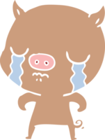 cerdo de dibujos animados de estilo de color plano llorando png