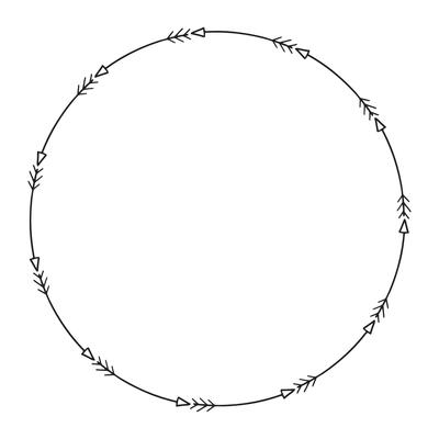 Hand drawn floral wreath, wreath circle flower frame