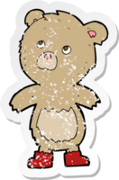 pegatina retro angustiada de un oso de peluche de dibujos animados png