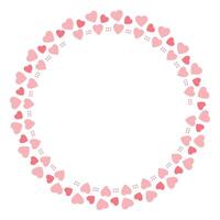 Hand drawn hearts border and frame on white background vector