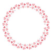 Hand drawn hearts border and frame on white background vector