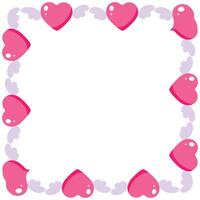 Hand drawn hearts border and frame design on white vector