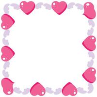 Hand drawn hearts border and frame design on white vector