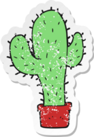 retro distressed sticker of a cartoon cactus png