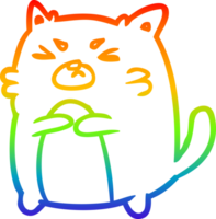 rainbow gradient line drawing of a angry cat png