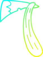 cold gradient line drawing of a cartoon bloody axe png