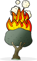 arbre de dessin animé en feu png