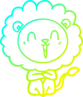 cold gradient line drawing of a laughing lion cartoon png