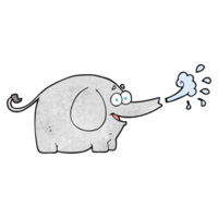 hand textured cartoon elephant squirting water png