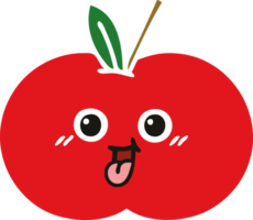 flat color retro cartoon of a red apple png