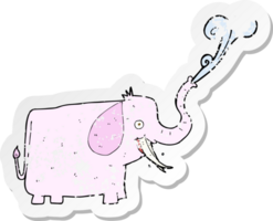 retro noodlijdende sticker van een cartoon blije olifant png