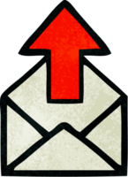 retro grunge texture cartoon of a email sign png