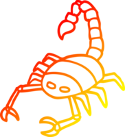 warm gradient line drawing of a cartoon scorpion png