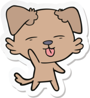 sticker van een tekenfilmhond die tong uitsteekt png