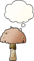 cartoon mushroom with thought bubble in smooth gradient style png