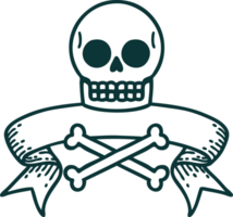 tatuaje tradicional con estandarte de una calavera png