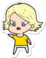 sticker of a cartoon stressed woman png