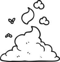 hand drawn black and white cartoon steaming pile of poop png