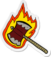 sticker of a cartoon flaming axe png