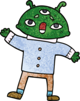 cartoon doodle alien man in sensible clothes png