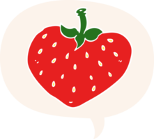 cartoon strawberry with speech bubble in retro style png